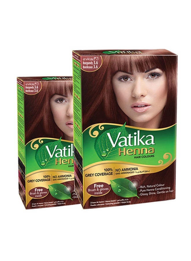 VATIKA حزمة صبغة شعر الحناء من 2 بلون بورجوندي 60.0 جرام - Image 1