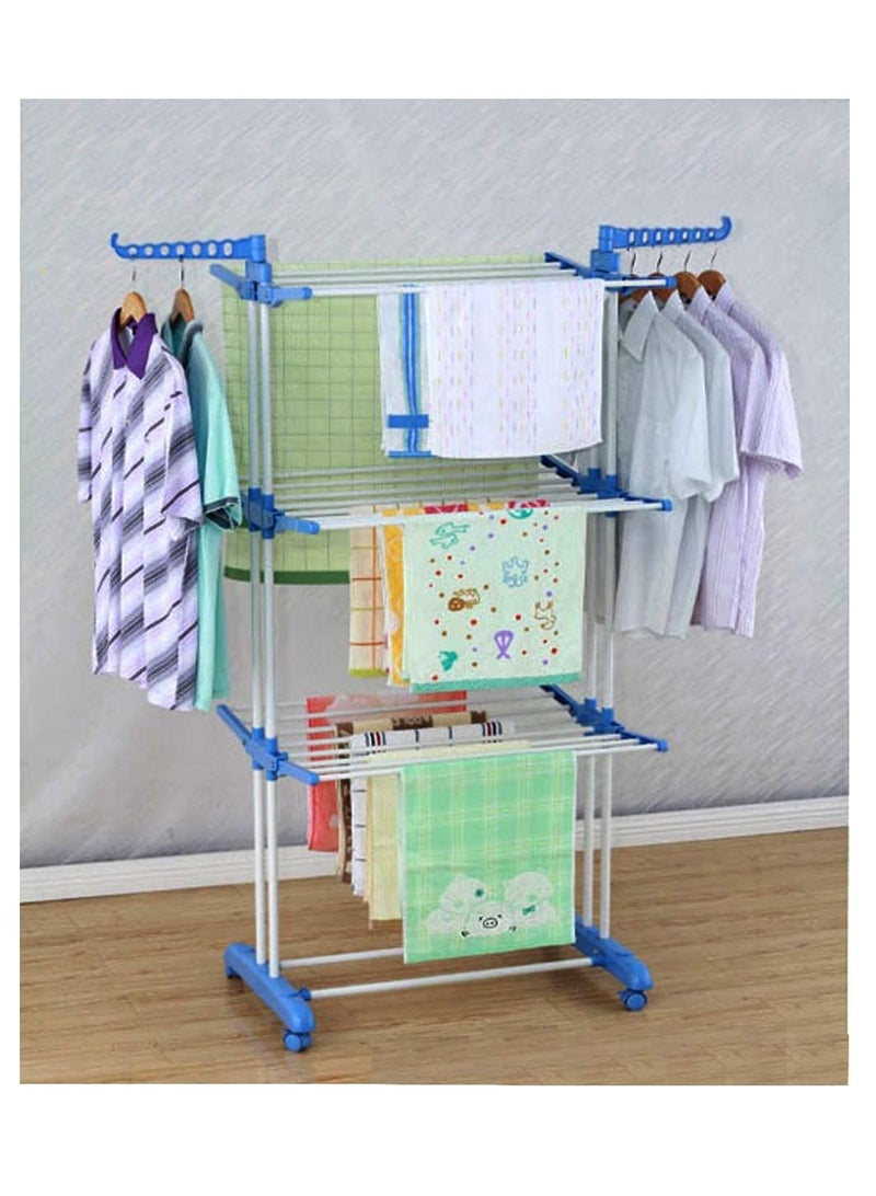 Three Layer Clothes Rack Hanger With Wheels - Image 4
