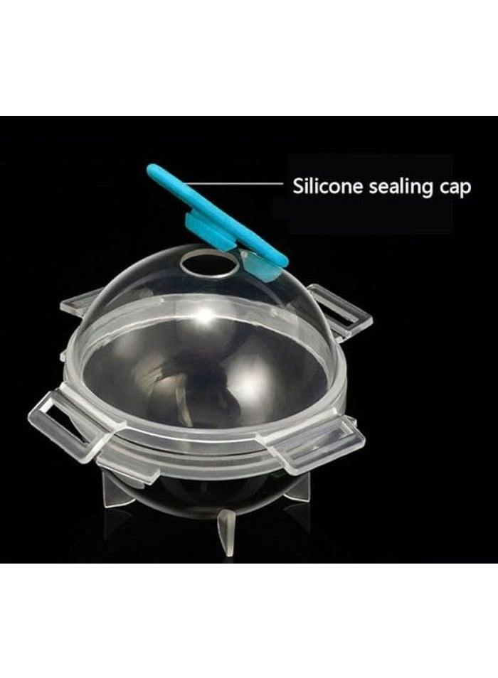 صانع مكعبات الثلج الكرة قالب مكعبات الثلج قالب سيليكون صانع كرات الثلج والكوكتيل قالب دائري بغطاء بسداده،صينية كبيرة،4قطع (سداده ,أزرق فاتح) - Image 3