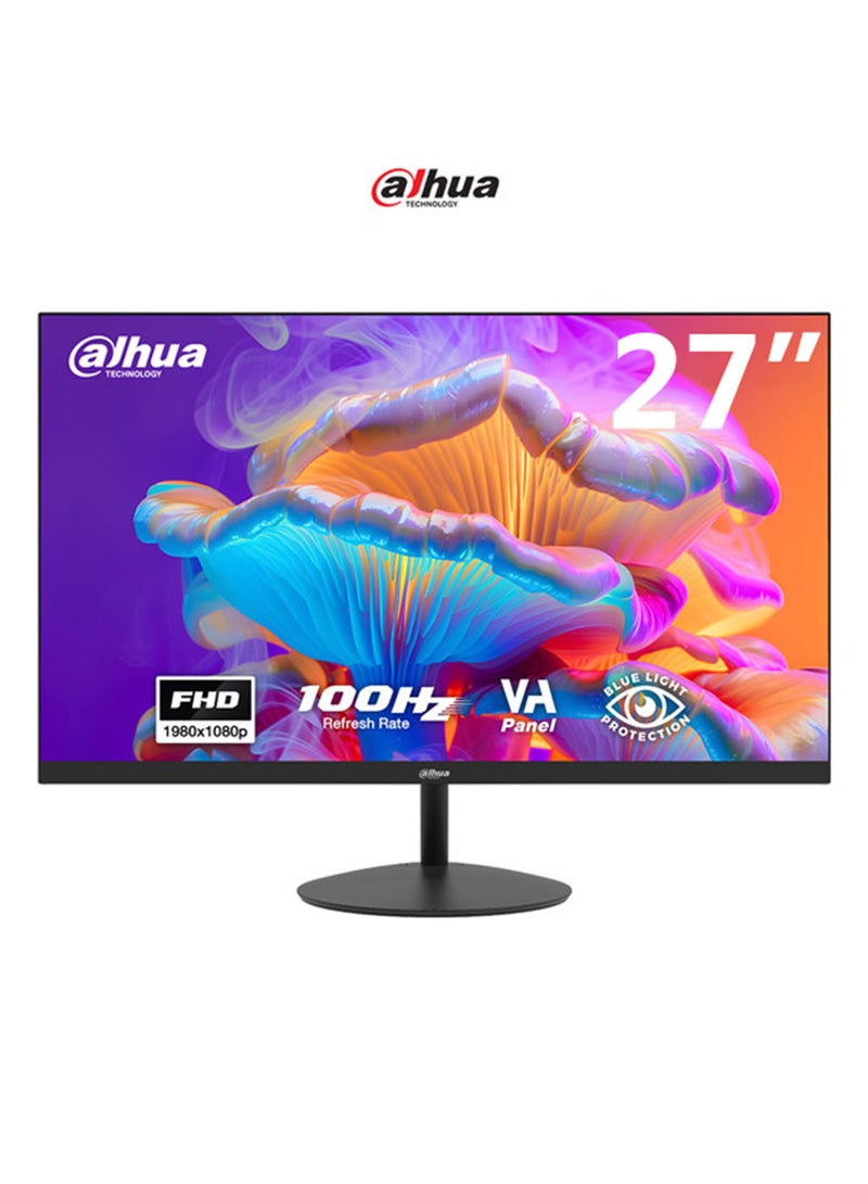 داهوا شاشة 27 بوصة FHD – 100 هرتز، لوحة VA، HDMI و VGA، راحة العين، تصميم فائق النحافة، قابلة للتثبيت على VESA - Image 1
