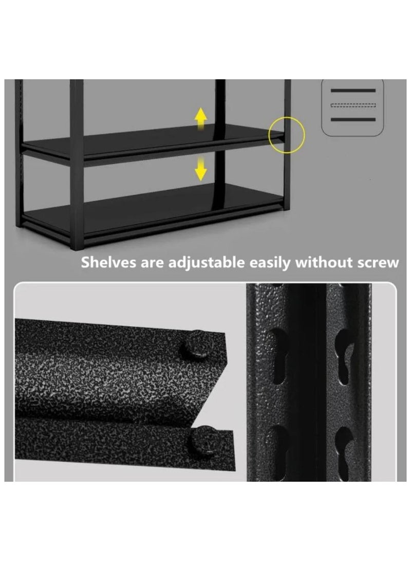 شاربدو رفوف تخزين 5 رف - طبقات قابل للتعديل حسب الطلب  سهلة التركيب بدون مسامير بكفرات لسهولة الحركة بإطار حديدي متعدد الوظائف مجلفنة ومحمية من التآكل ومتعددة المستويات مطبخ  فرن ميكروويف  مستودع  مكتب غرفة المعيشة - Image 5