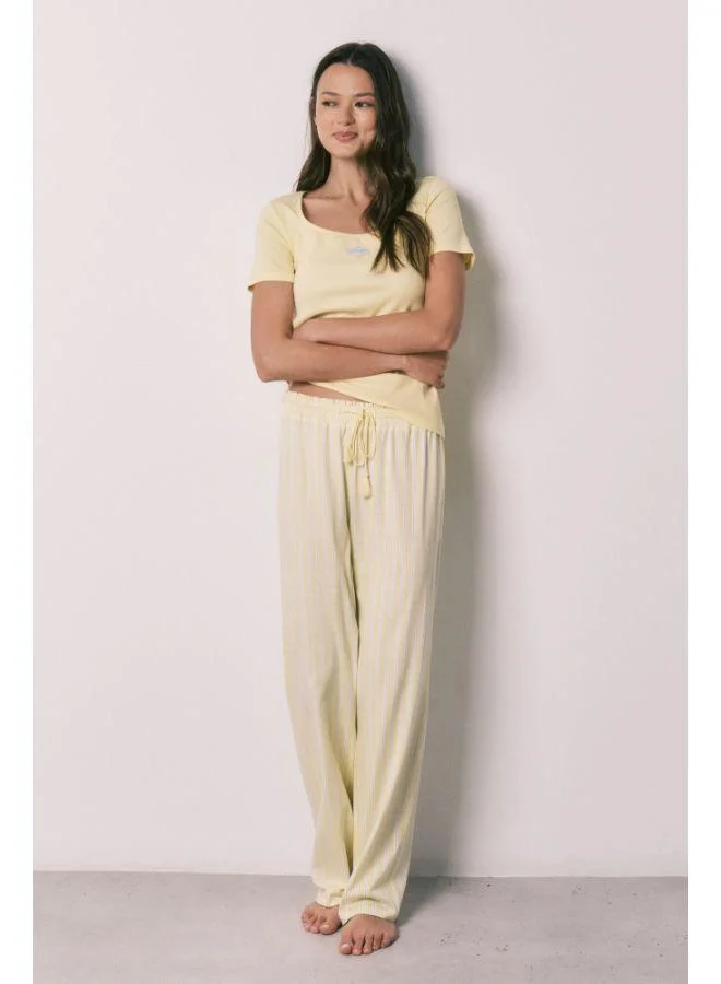 women'secret Yellow cotton short sleeve long pyjamas