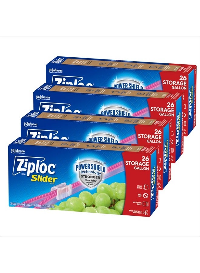 Ziploc Gallon Food Storage Slider Bags, Power Shield Technology for More Durability, 26 Count (Pack of 4) - Image 1