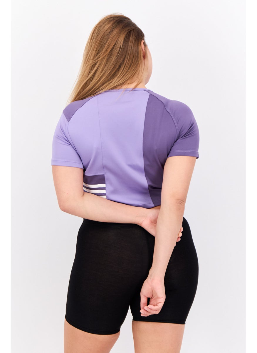 adidas Originals Women Sportswear Fit Short Sleeves Running Tops, Purple  - Image 3