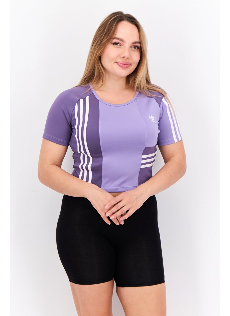 adidas Originals Women Sportswear Fit Short Sleeves Running Tops, Purple  - Image 1