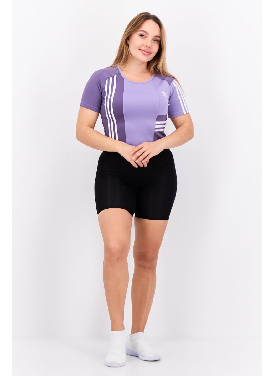 adidas Originals Women Sportswear Fit Short Sleeves Running Tops, Purple  - Image 4