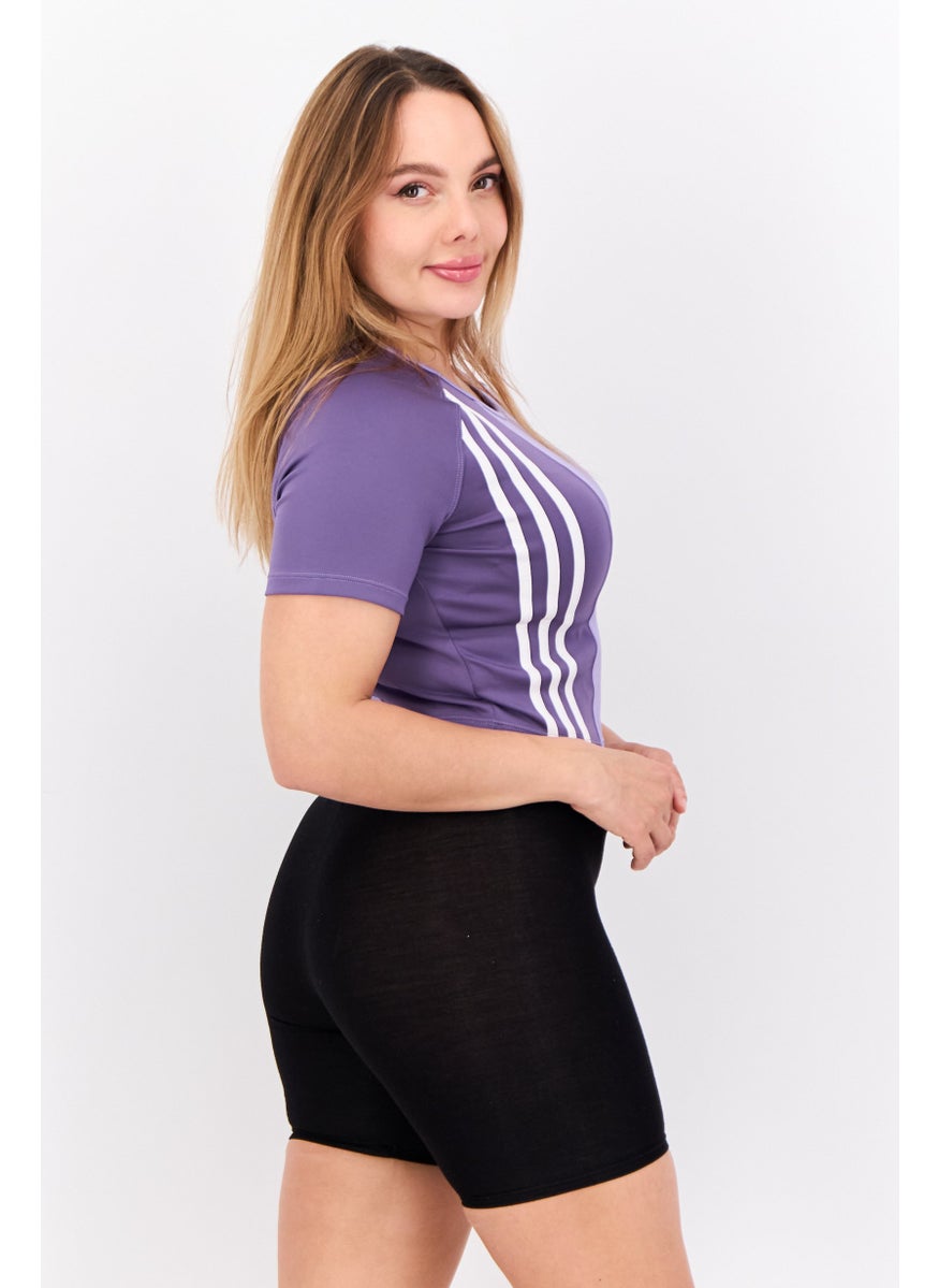 adidas Originals Women Sportswear Fit Short Sleeves Running Tops, Purple  - Image 2