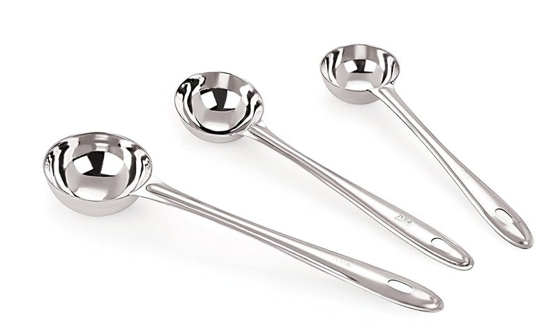 Dynore Dynore Stainless Steel Round Shape Chutney Serving Laddles Set of 3 Size 31 25 and 20 cm of Each  - Image 1