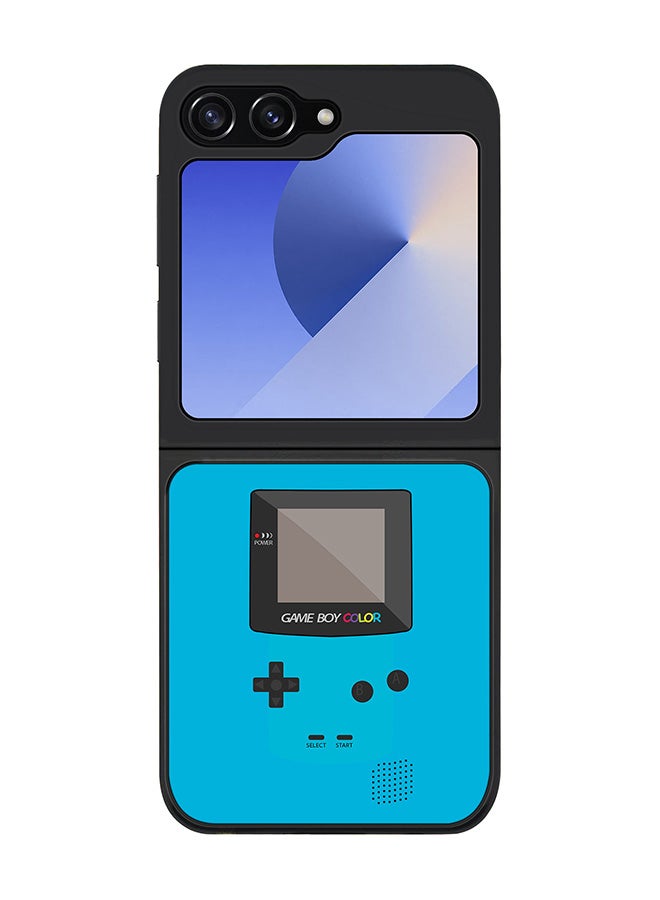 Stylizedd Rugged Black edge case for Samsung Galaxy Z Flip7 FE, Slim fit Soft Case Flexible Anti Drop TPU Gel Thin Cover -  Gameboy Color - Blue - Image 1