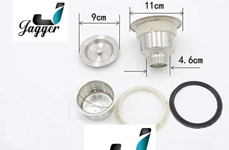 JAGGER وصلة تصريف حوض المطبخ من الفولاذ المقاوم للصدأ أو جالي النفايات المستخدمة في حوض المطبخ (مادة الفولاذ المقاوم للصدأ من الدرجة 304 مع سلة تحتية 4 بوصة) - Image 4