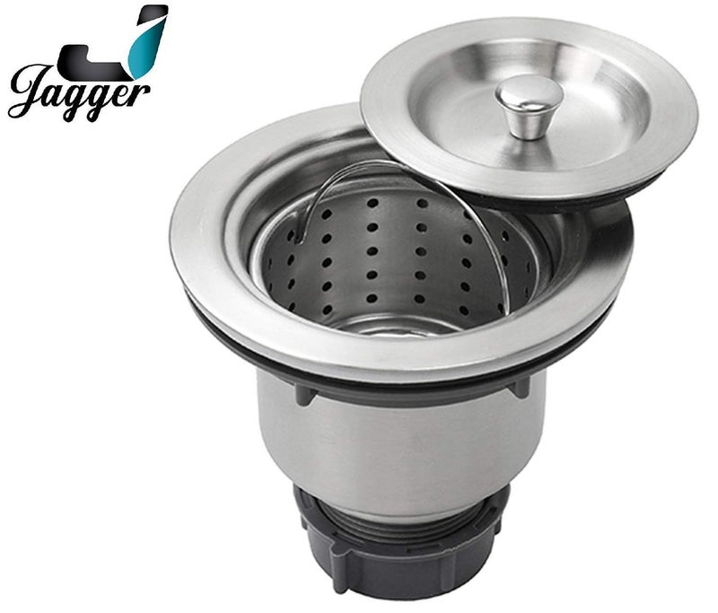 JAGGER وصلة تصريف حوض المطبخ من الفولاذ المقاوم للصدأ أو جالي النفايات المستخدمة في حوض المطبخ (مادة الفولاذ المقاوم للصدأ من الدرجة 304 مع سلة تحتية 4 بوصة) - Image 3