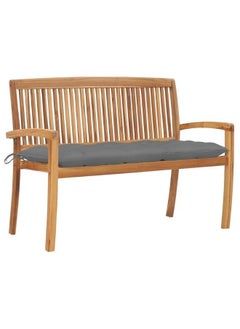vidaxl Modern Design Stacking Garden Bench with Cushion 128.5 cm Solid Teak Wood  - Image 1