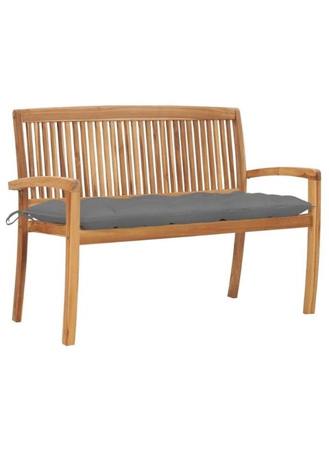 Modern Design Stacking Garden Bench with Cushion 128.5 cm Solid Teak Wood