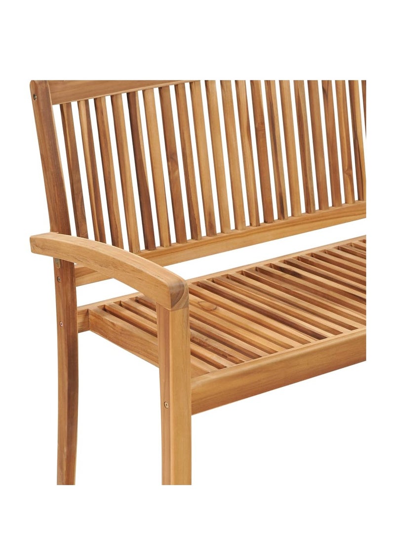 vidaxl - Modern Design Stacking Garden Bench with Cushion 128.5 cm Solid Teak Wood - Image 1
