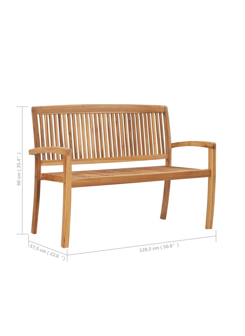 vidaxl - Modern Design Stacking Garden Bench with Cushion 128.5 cm Solid Teak Wood - Image 1
