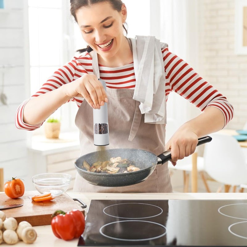 Red Electric Pepper Grinder Battery Powered Automatic Ceramic Salt Mill Kitchen Gadget - Image 4
