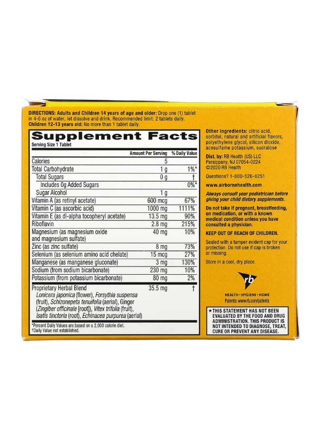 Airborne - Immune Support Supplement Zesty Orange 3 Tubes 10 Effervescent Tablets Each - Image 1