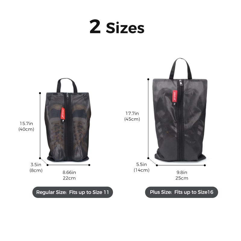 pack all Water Resistant Travel Shoe Bags, Shoe Storage Organizer Shoe Pouch with Zipper, for Men and Women (Black) - Image 4