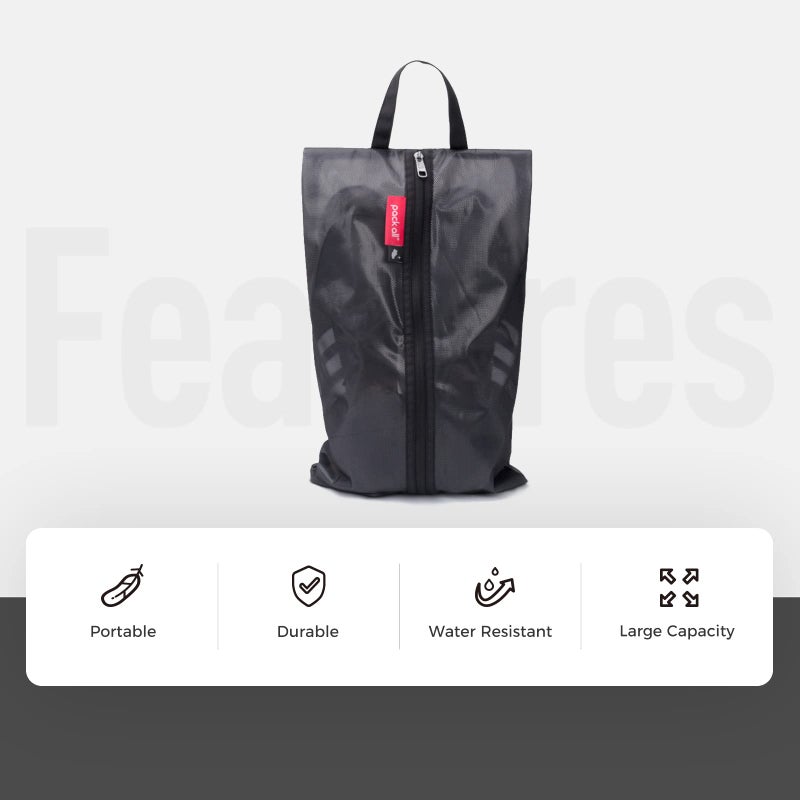 pack all Water Resistant Travel Shoe Bags, Shoe Storage Organizer Shoe Pouch with Zipper, for Men and Women (Black) - Image 3