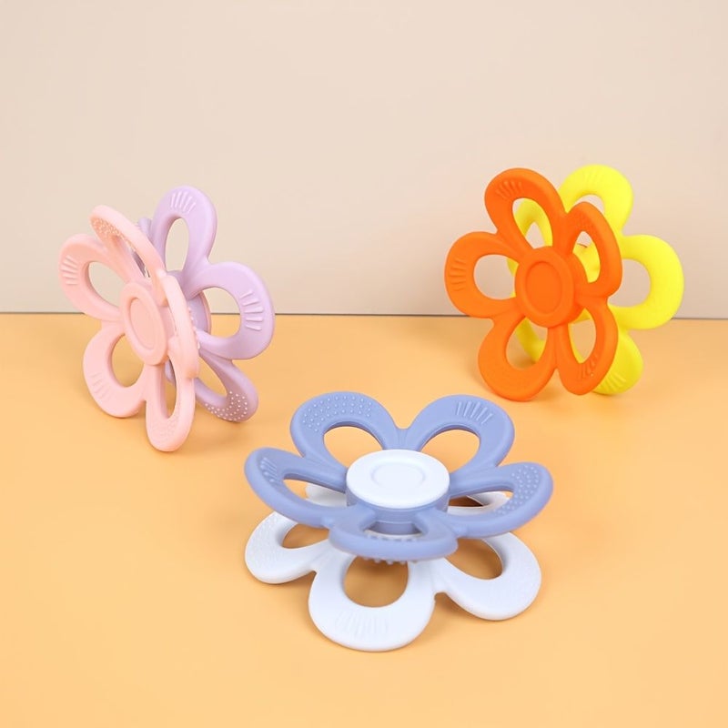 Blue Silicone Flower Double Sided Teething Toy - Image 2