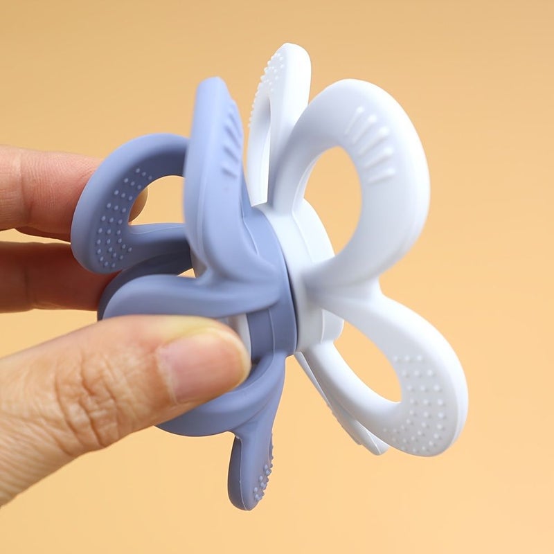 Blue Silicone Flower Double Sided Teething Toy - Image 3