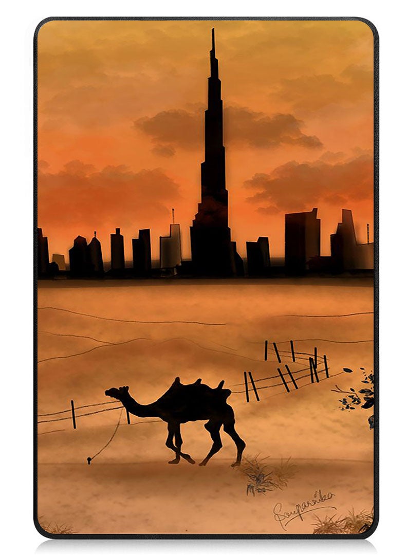 Theodor Protective Flip Case For Xiaomi Redmi Pad SE With Trifold Stand Auto Wake Sleep Shockproof Cover Sunset Camel Burj Khalifa - Image 1