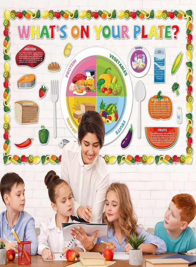 gisgfim My Plate Bulletin Board Set Fruit Vegetable Bulletin Board Borders Cafeteria Decorations Nutrition Cutouts Classroom Decorations for Back to School Classroom Office Home Wall Doors Supplies - Image 4