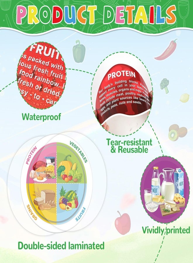 gisgfim My Plate Bulletin Board Set Fruit Vegetable Bulletin Board Borders Cafeteria Decorations Nutrition Cutouts Classroom Decorations for Back to School Classroom Office Home Wall Doors Supplies - Image 3