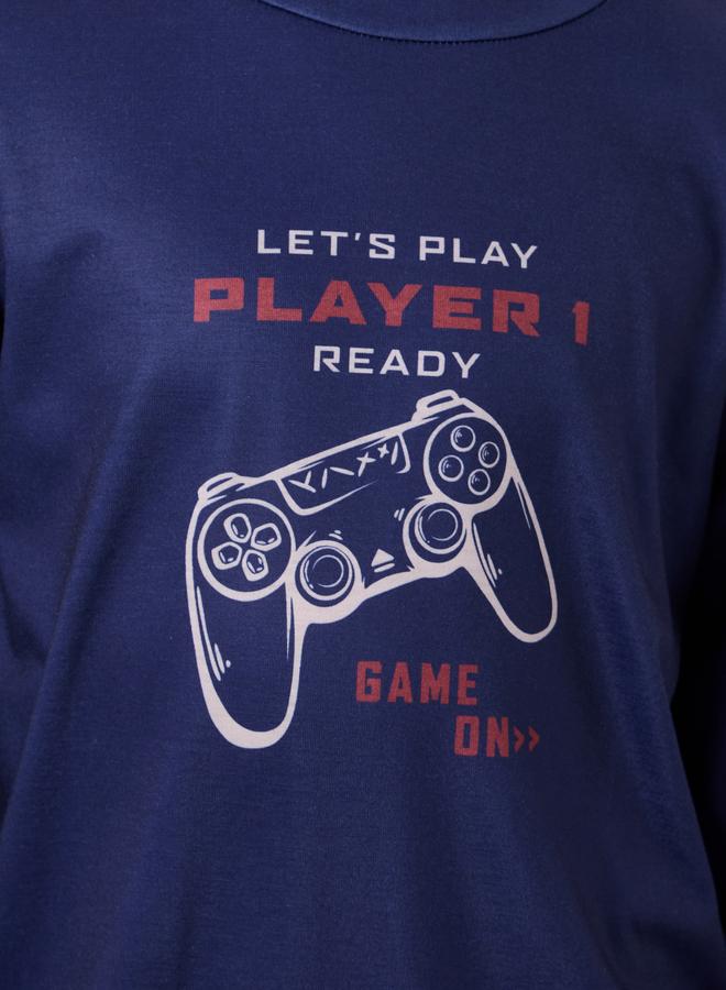 Styli Teen Navy Blue Gamer Print T-Shirt and Pyjama Set - Image 3