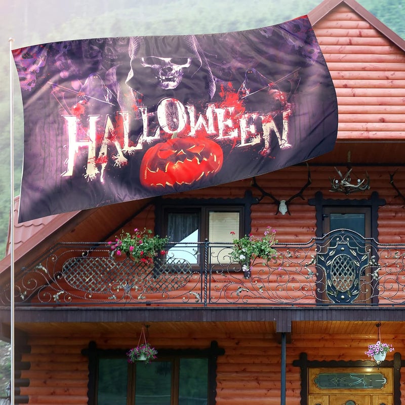Tatuo Quick assemble Halloween Flag 3x5 Ft Halloween Flag for Outdoor Indoor Dorm Room Decor Banner Large Holiday Flag Village Garden Yard Decor Flag All-round applied quality - Image 4