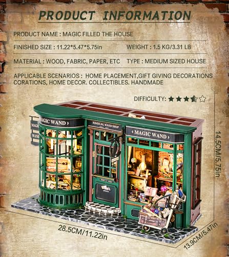 Spilay DIY Miniature Dollhouse Wooden Furniture Kit,Handmade Mini Modern Model Plus with Dust Cover & LED,1:24 Scale Creative Doll House for Lover Friend Gift (Magic House) - Image 3