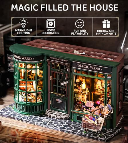 Spilay DIY Miniature Dollhouse Wooden Furniture Kit,Handmade Mini Modern Model Plus with Dust Cover & LED,1:24 Scale Creative Doll House for Lover Friend Gift (Magic House) - Image 4