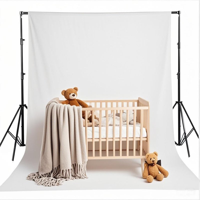 HMTFOTO 5X7ft Photo Backdrop White Backdrop for Photoshoot, Non-Reflective Soft White Backdrop for Home Studio, Baby Photography, YouTube Content & Live Streamingï¼ˆonly 1x Backgroundï¼‰ - Image 4