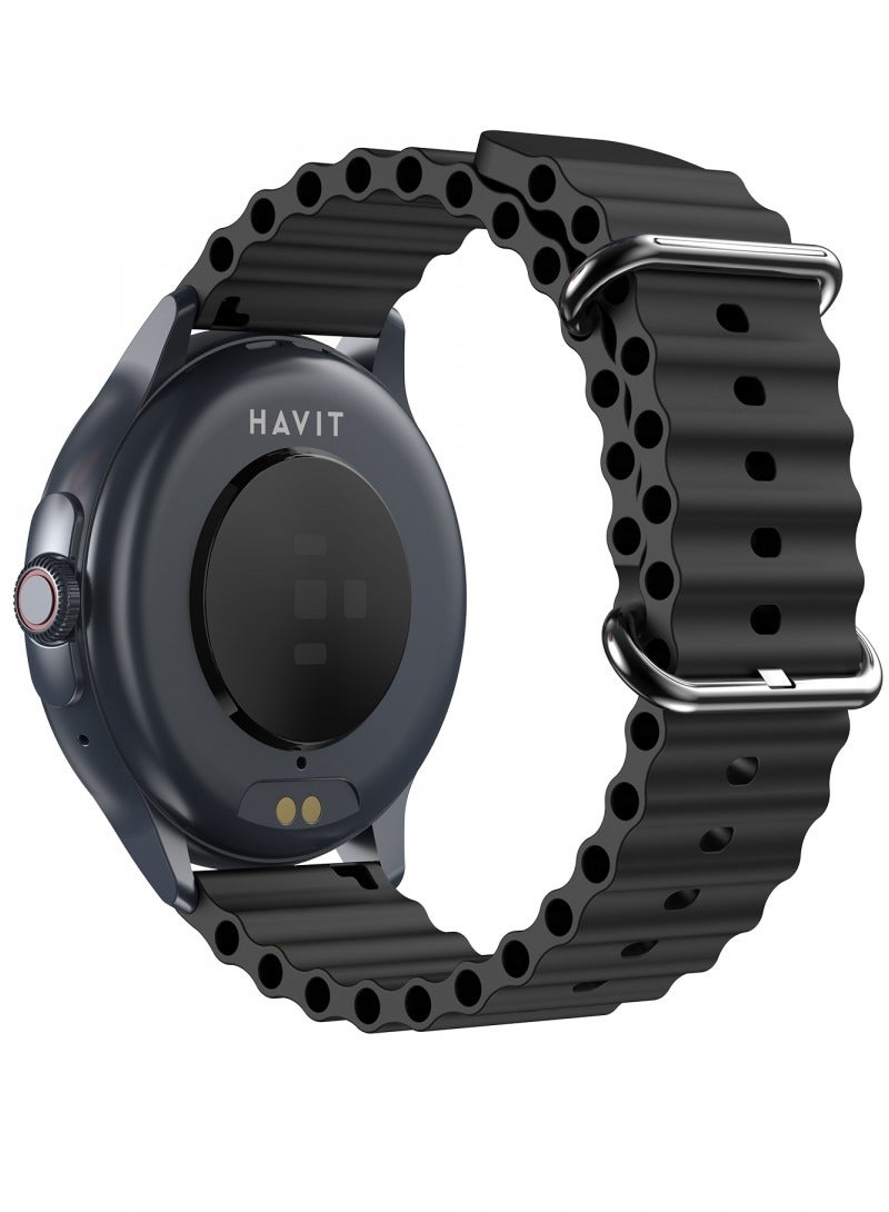 havit Advanced Smartwatch for Men & Smartwatch for Women - Bluetooth Calling, Smart Notifications, 120+ Sports Modes, Blood Oxygen, Heart Rate, Sleep & Stress Tracking, IP68 Water Resistant, Fitness Tracker with Long Battery Life, Custom Watch Faces - Stylish Smartwatch for Business & Fitness (Black) - Image 5