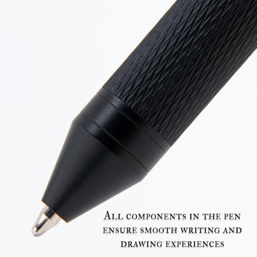 Monteverde USA Quadro 4-in-1 Multifunction Pen - Black Finish - Three Ballpoint Colors & Mechanical Pencil - Durable Brass Barrel with Knurled Grip - Portable & Refillable - Image 2