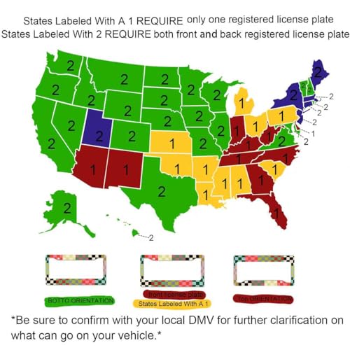 DGDRHZ Checkered License Plate Frames，Checkered Car Accessories for Women，Cute License Plate Holder，Aluminum License Plate Frame Fits Standard US Vehicles Size 12.2 x 6 Inch (Multicolor-2pcs) - Image 4