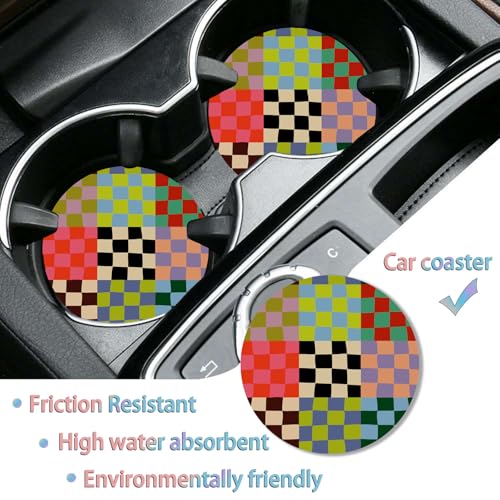DGDRHZ Checkered License Plate Frames，Checkered Car Accessories for Women，Cute License Plate Holder，Aluminum License Plate Frame Fits Standard US Vehicles Size 12.2 x 6 Inch (Multicolor-2pcs) - Image 3