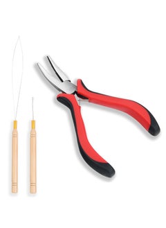 3pcs Kit for Micro Link Hair Feather Extensions Pliers Micro Pulling Needle and Loop Threader