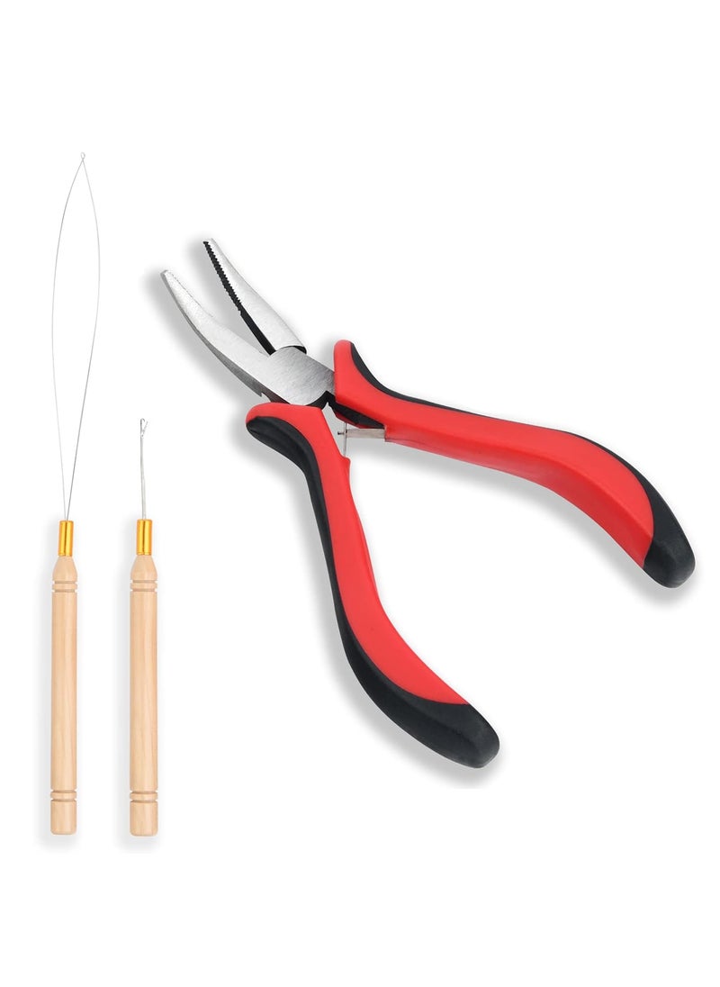 Neitsi - 3pcs Kit for Micro Link Hair Feather Extensions Pliers Micro Pulling Needle and Loop Threader - Image 1
