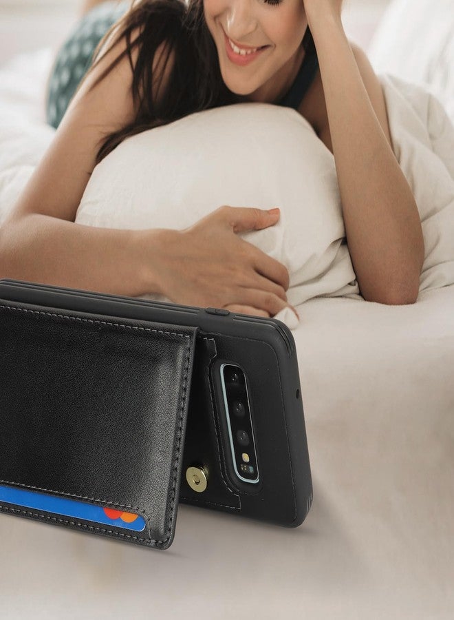 iCoverCase Compatible with Samsung Galaxy S10 Case with Card Holder, S10 Wallet Case for Women Men [RFID Blocking] PU Leather Protective Phone Case for S10 (Black) - Image 5