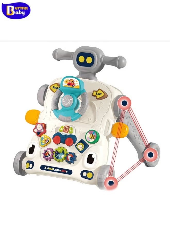 Berma Baby - مشاية أطفال 6 في 1، عربة أطفال، يويو للأطفال، مشاية متعددة الوظائف مع موسيقى، يمكن تجميعها في سكوتر/دراجة نارية/مركز أنشطة/لوحة قابلة للإزالة، لعبة مشي للأطفال من سن 6 إلى 12 شهرًا - Image 1