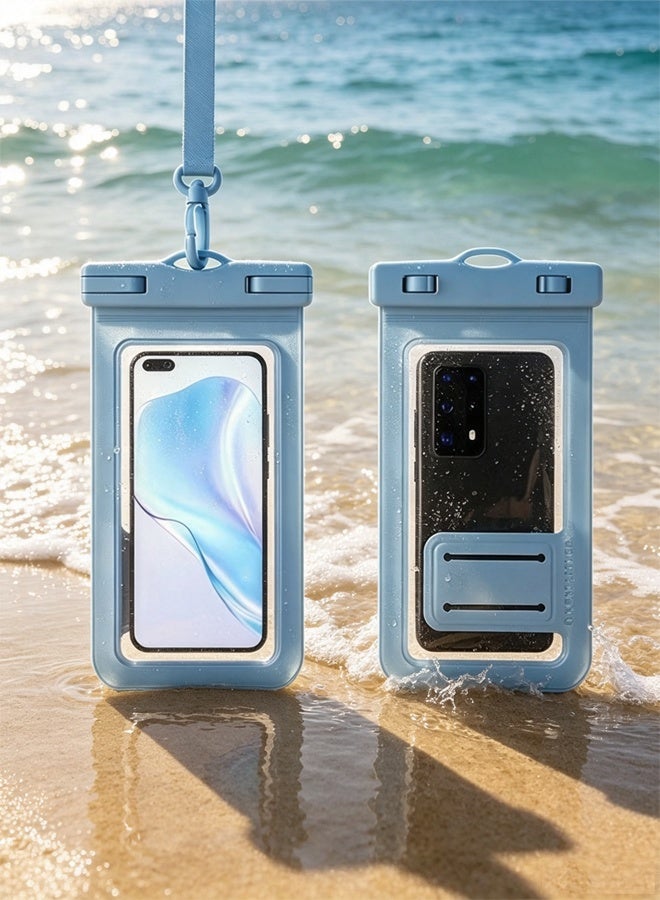 2 حزمة IPX8 حالة الهاتف المقاوم للماء ، 7.2 بوصة عالمية حقيبة الهاتف المقاوم للماء مع الحبل القابل للتعديل ، فيلم واضح HD كامل لمس حقيبة الهاتف المقاوم للماء للسباحة الغوص التزلج السفر على الشاطئ والاستخدام اليومي المطر (ZP21 - أزرق) - Image 1