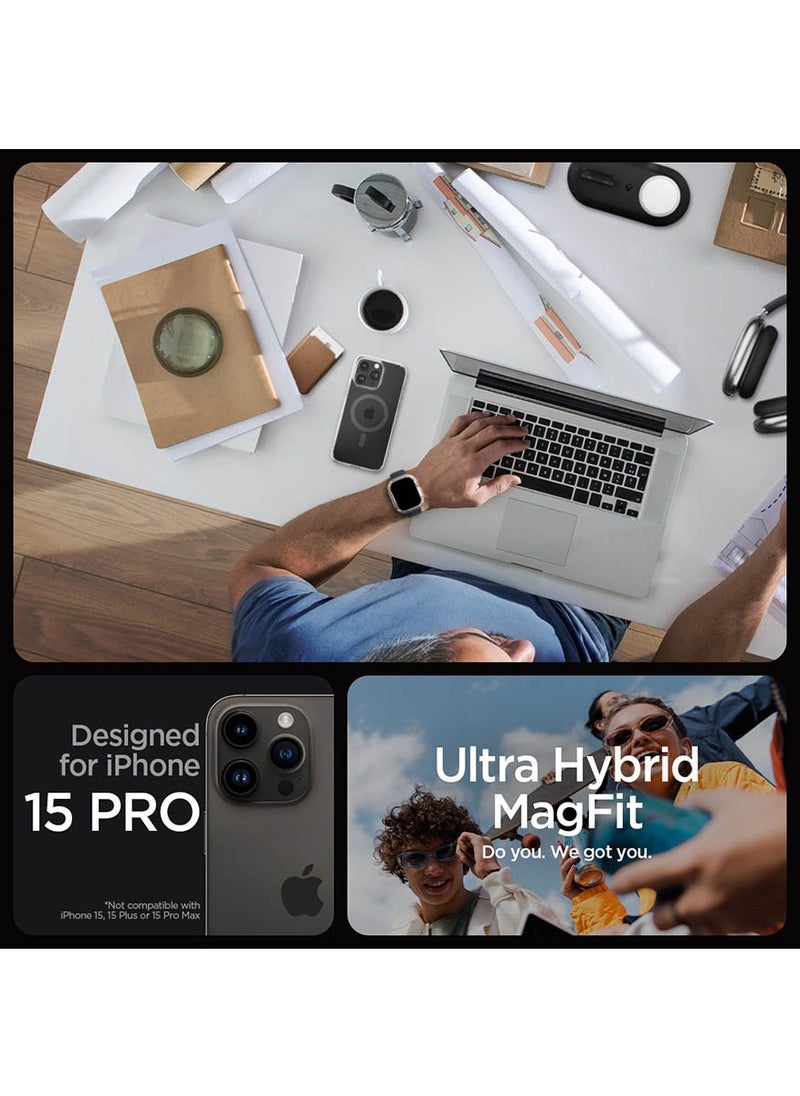 Spigen - Ultra Hybrid MagFit for iPhone 15 Pro Case Cover with MagSafe - Graphite - Image 1