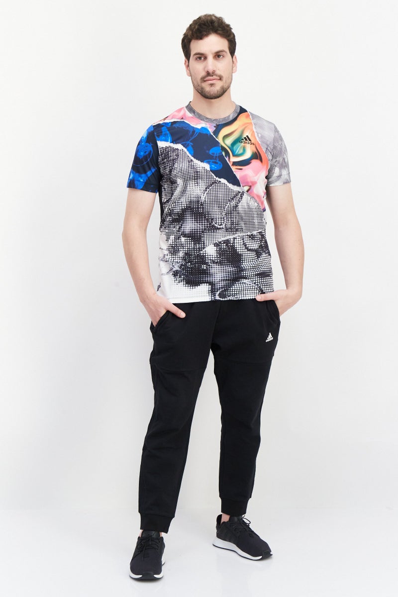 Adidas Men Sportswear Fit Short Sleeves Running T-Shirt, Black Combo - Image 3