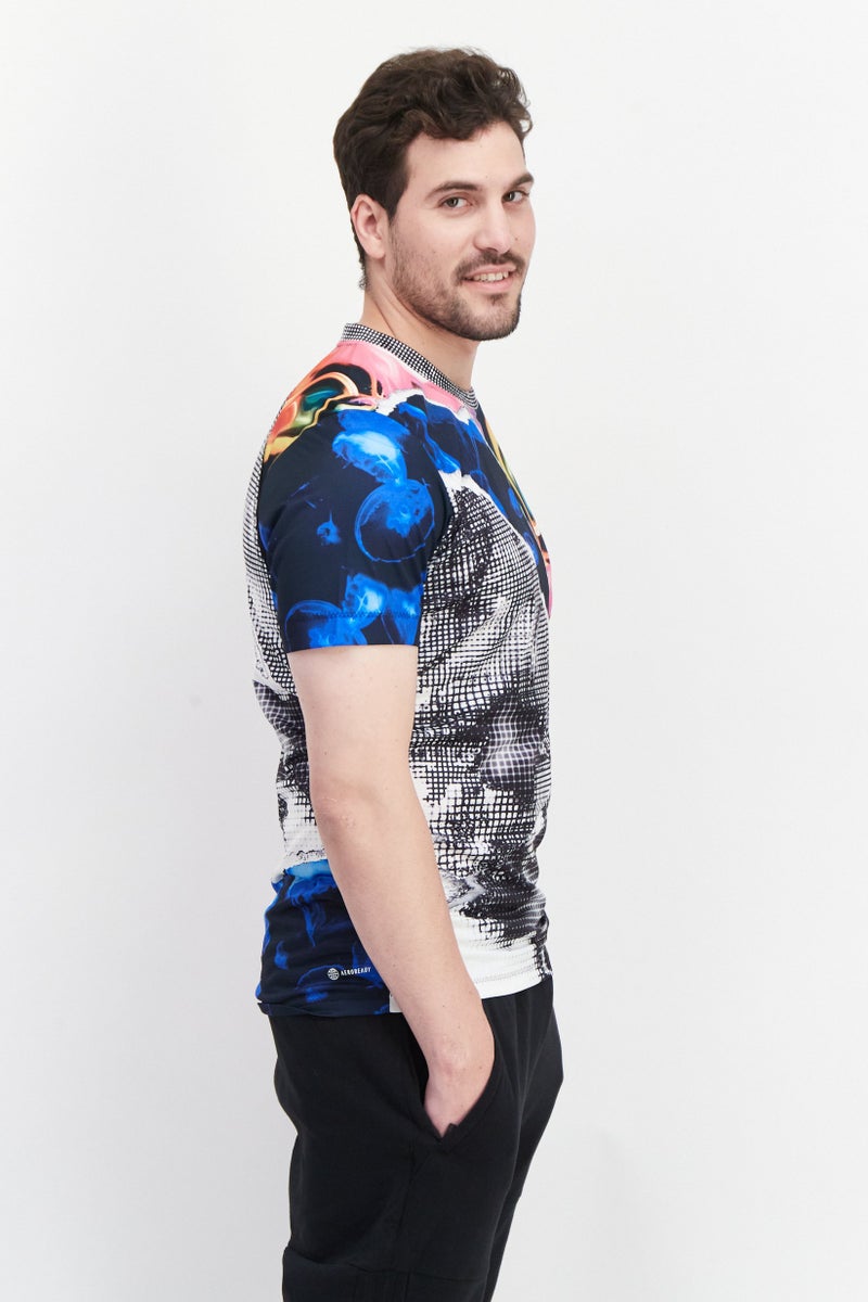 Adidas Men Sportswear Fit Short Sleeves Running T-Shirt, Black Combo - Image 4