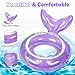 HeySplash Pool Floats Kids Inflatable Swimming Ring Mermaid Tail Shaped Swim Tube Floaties Summer Water Fun Beach Party Swimming Pool Toys for Kids Children Water Activities Pink Purple - Image 4