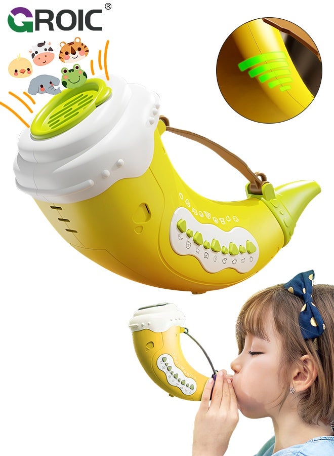 GROIC Mini Explorer Animal Caller Toys for Kids, Breathing Exerciser for Kids, Hunting Toy with 2 Mode 30 Sounds, 5 Levels Lights, Outdoor Discovery Play with 8" Horn Voice Changer Toys for Boys & Girls - Image 1