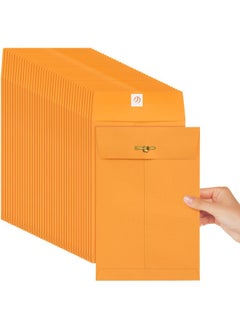 Teling 50 Pcs 5 X 7.5 Manilla Envelopes Clasp Envelope Kraft Catalog Envelope With Clasps Closure For Storing Mailing 28 Lb Kraft Paper Envelope For Office Document Business School Home (Yellow)  - Image 1