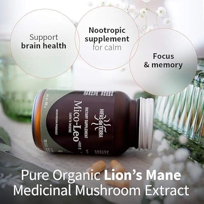 Hifas de Terra Mico-Leo - Organic Lions Mane Supplement Capsules, Lion's Mane Mushroom Extract, Nootropic for Brain, Focus, and Memory for Adults - 70 Vegan Capsules - Image 4