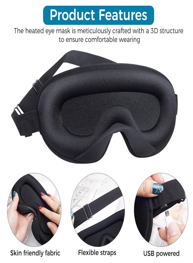 HANNEA® 3D Heated Eye Mask for Relaxation, USB Wired Eye Mask with Adjustable Temperature & Timer Control, Comfortable Soft Elastic Head Strap and Contoured Fit for Eye Relief and Stress Reduction - Image 4